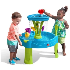 Mesa de água infantil, torre de respingos com ducha