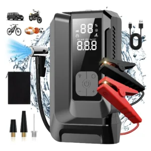 Arrancador Portátil para Carro de 30000mAh com Compressor de Ar de 150 PSI