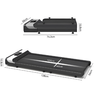 Compacte en opvouwbare elektrische loopband, ideaal voor thuisgebruik.