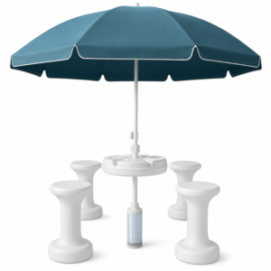 Guarda-Sol Flutuante Premium para Piscina com 4 Banquetas