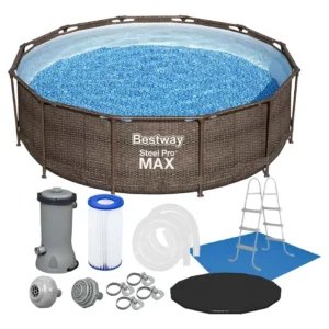 Piscina Estrutural 9150L Circular Deluxe + Escada + Filtro 110V ou 220V + Capa + Forro Bestway